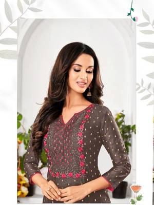 Modal Silk Kurtis With All Over Butti And Embroidery 2