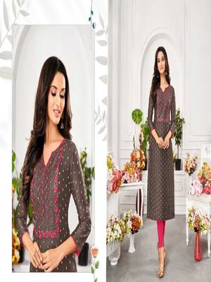 Modal Silk Kurtis With All Over Butti And Embroidery 3