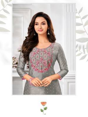 Modal Silk Kurtis With All Over Butti And Embroidery 2