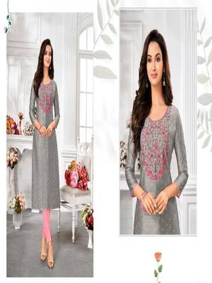 Modal Silk Kurtis With All Over Butti And Embroidery 3