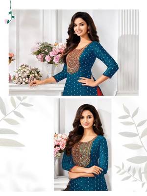 Modal Silk Kurtis With All Over Butti And Embroidery 2