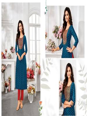 Modal Silk Kurtis With All Over Butti And Embroidery 3