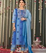 Blue embroidery stitched bandhani suits churidar salwar suits