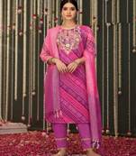Purple embroidery stitched bandhani suits churidar salwar suits