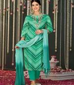 Green embroidery stitched bandhani suits churidar salwar suits