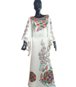 WHITE ZARI WORK STONES & BEADS EMBELLISH GEORGETTE ISLAMIC STYLE ARABIAN MAXI PARTYWEAR KAFTAN