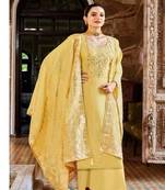Yellow embroidery viscose unstitch straight fit churidar salwar suits