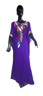 PURPLE EMBROIDERED GEORGETTE ISLAMIC KAFTAN 1