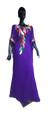 PURPLE EMBROIDERED GEORGETTE ISLAMIC KAFTAN 2