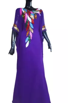 PURPLE EMBROIDERED GEORGETTE ISLAMIC KAFTAN
