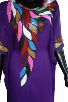 PURPLE EMBROIDERED GEORGETTE ISLAMIC KAFTAN