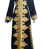 BLACK ZARI WORK STONES & BEADS EMBELLISH GEORGETTE ISLAMIC STYLE ARABIAN MAXI PARTYWEAR KAFTAN