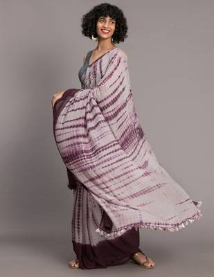 Suta Mauve Burgundy Tie and Dye Saree 3