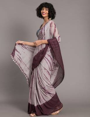 Suta Mauve Burgundy Tie and Dye Saree 4