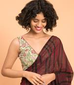 Suta Women Maroon  Black stripes Pure Cotton Saree
