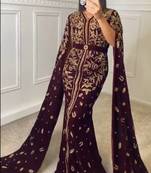 Moroccan Kaftan Hand Work Royal Blue Long sleeve Party wear dress 