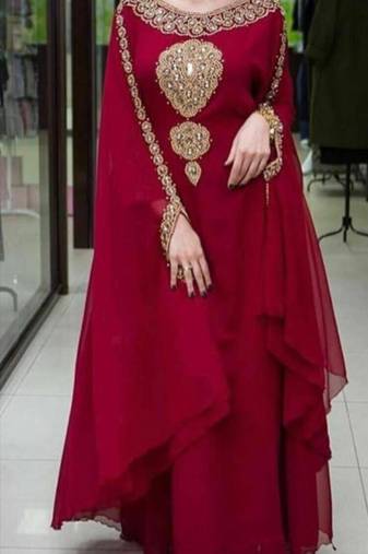 Moroccan Kaftan Hand Work Royal Blue Long sleeve Party wear dress 