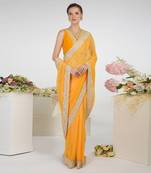 Yellow Leheriya Kashmiri Paisley Tilla Saree