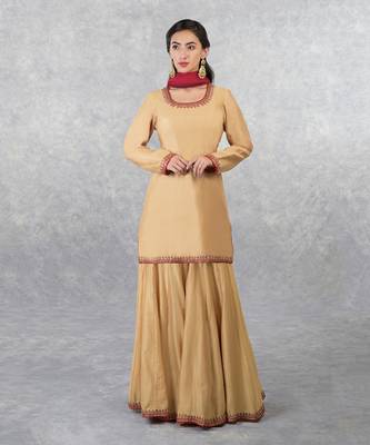 Gold-Red Sequin & Bead Hand Embroidered Sharara Set 1