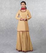 Gold-Red Sequin & Bead Hand Embroidered Sharara Set