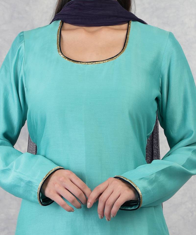 Aqua Blue Hand Embroidered Sharara Set