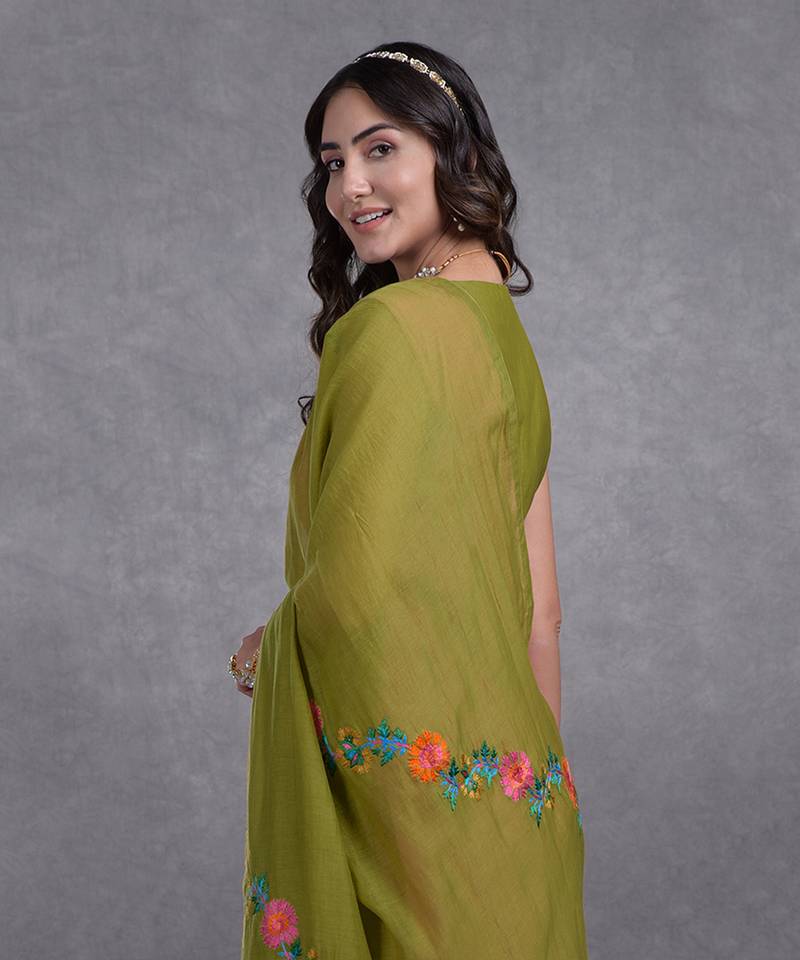 Mehandi Green Kashmir Bagh Inspired Sharara Set