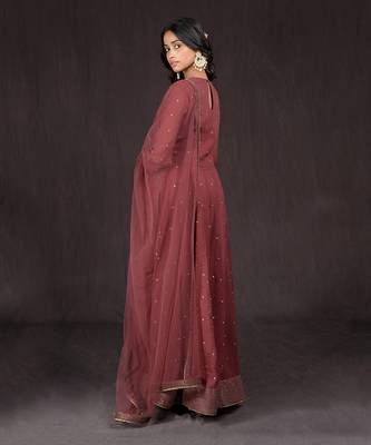 Marsala Embroidered Anarkali Set 3