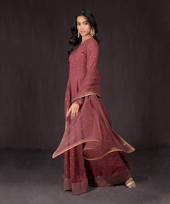 Marsala Embroidered Anarkali Set 4