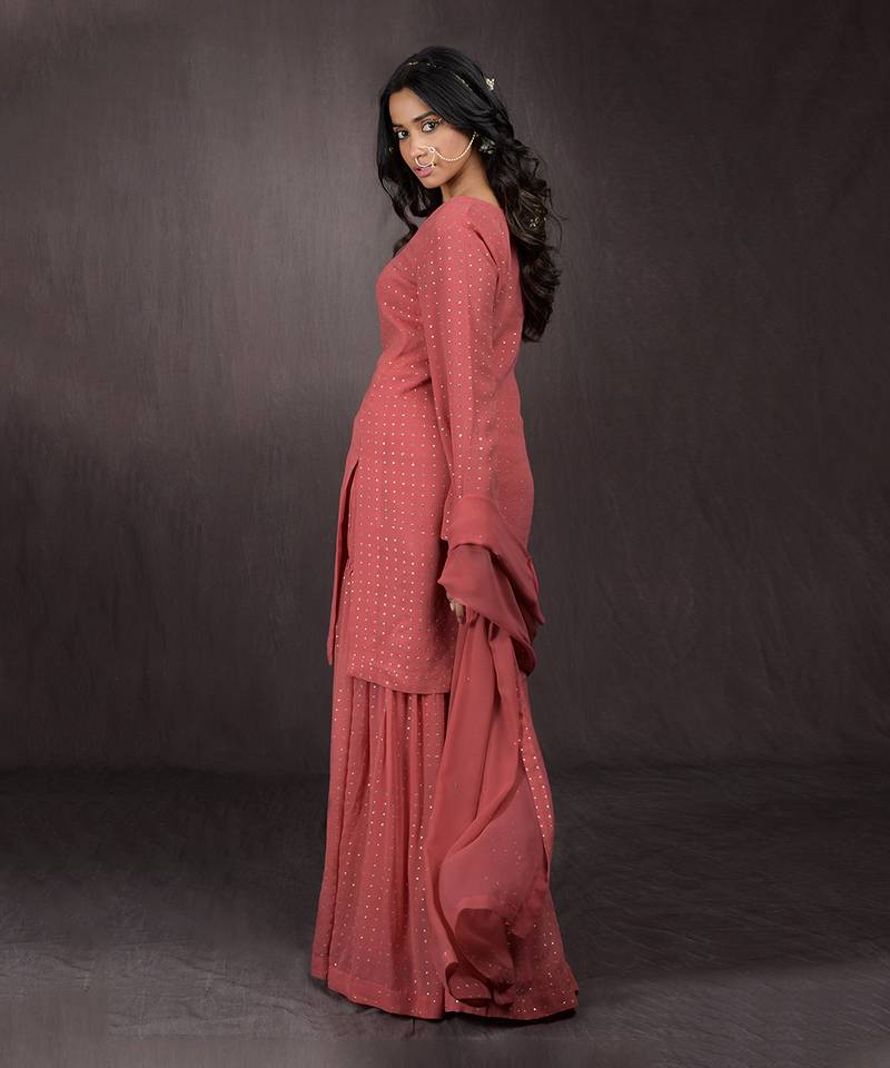 Desert Rose - Gold Embellished Sharara Set