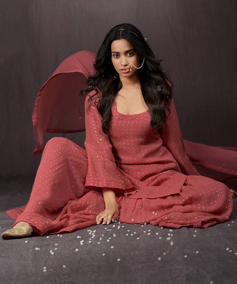 Desert Rose - Gold Embellished Sharara Set