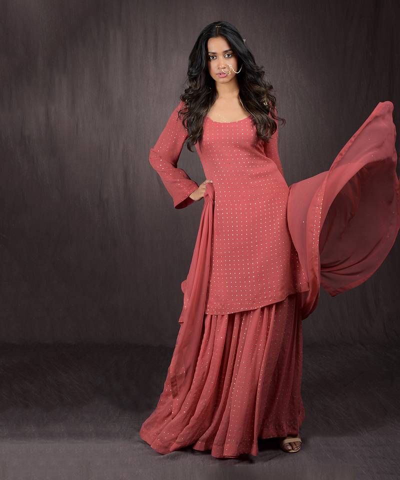 Desert Rose - Gold Embellished Sharara Set