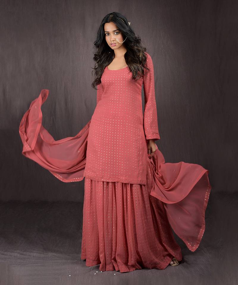 Desert Rose - Gold Embellished Sharara Set