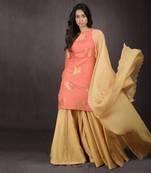 Peach Echo Handwoven Brocade Gharara Set