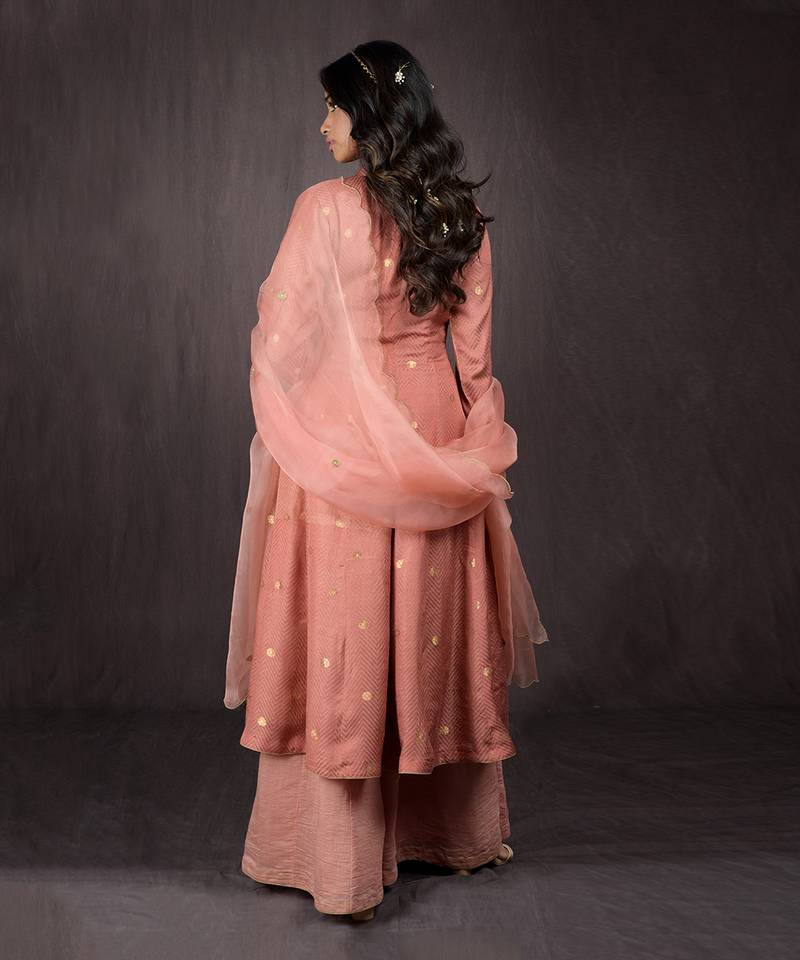 Terracotta Handwoven Brocade Gharara Set