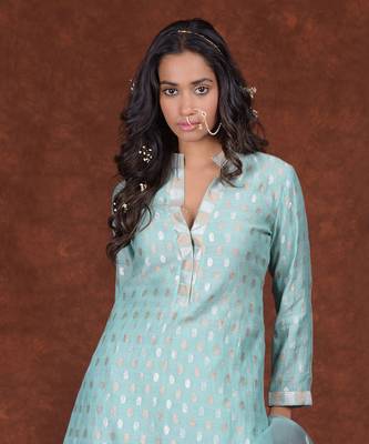 Aqua Haze Banarasi Handwoven Sharara Set 7