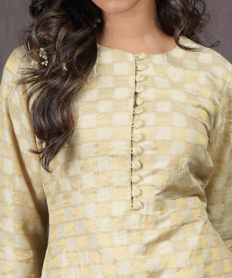 Ivory Gold Handwoven Banarasi Kurta Set