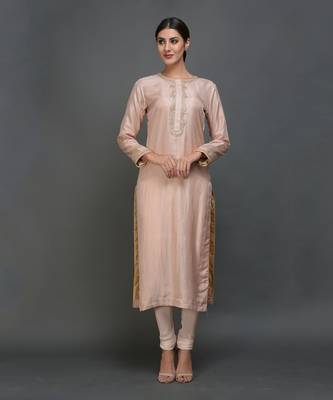 Nude Pink Hand Embroidered Gota Patti Work Suit With Dupatta 3