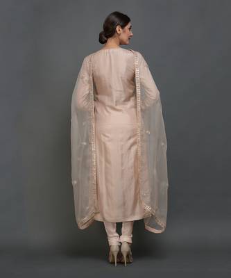 Nude Pink Hand Embroidered Gota Patti Work Suit With Dupatta 4