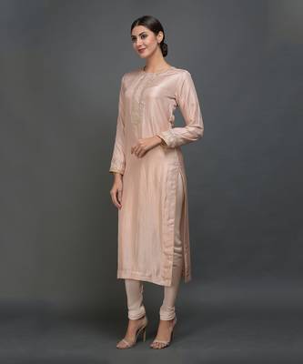Nude Pink Hand Embroidered Gota Patti Work Suit With Dupatta 6