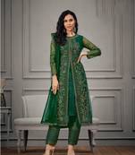 Green embroidered net salwar