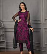 Purple embroidered net salwar