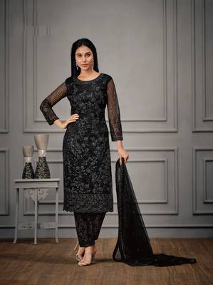Black embroidered net salwar 1