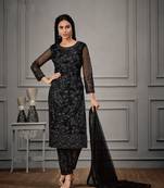 Black embroidered net salwar