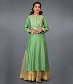 Green Gota Zardozi And Pearl Beads Farshi Palazzo Suit