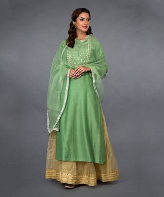 Green Gota Zardozi And Pearl Beads Farshi Palazzo Suit 2