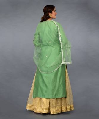 Green Gota Zardozi And Pearl Beads Farshi Palazzo Suit 6