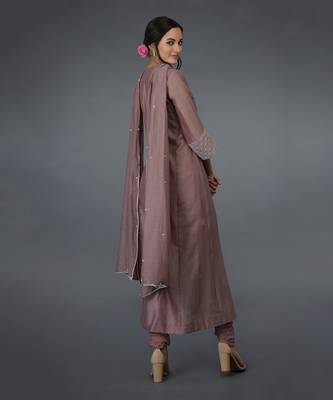 Muddy Violet Chikankari Hand Embroidered Kalidaar Kurta Set 6