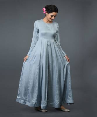 Powder Blue Floral Embroidered Anarkali Suit With Dupatta 2