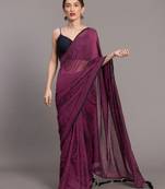 Suta Purple Black Floral Pure Cotton Printed Saree