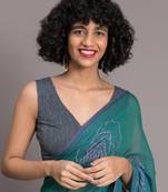 Suta Teal  Pink Floral Printed Pure Cotton Saree